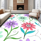 Whimsical Floral Pattern With Bright Colors Rug