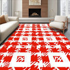 Bold Red 2 Tone Geometric Houndstooth Rug