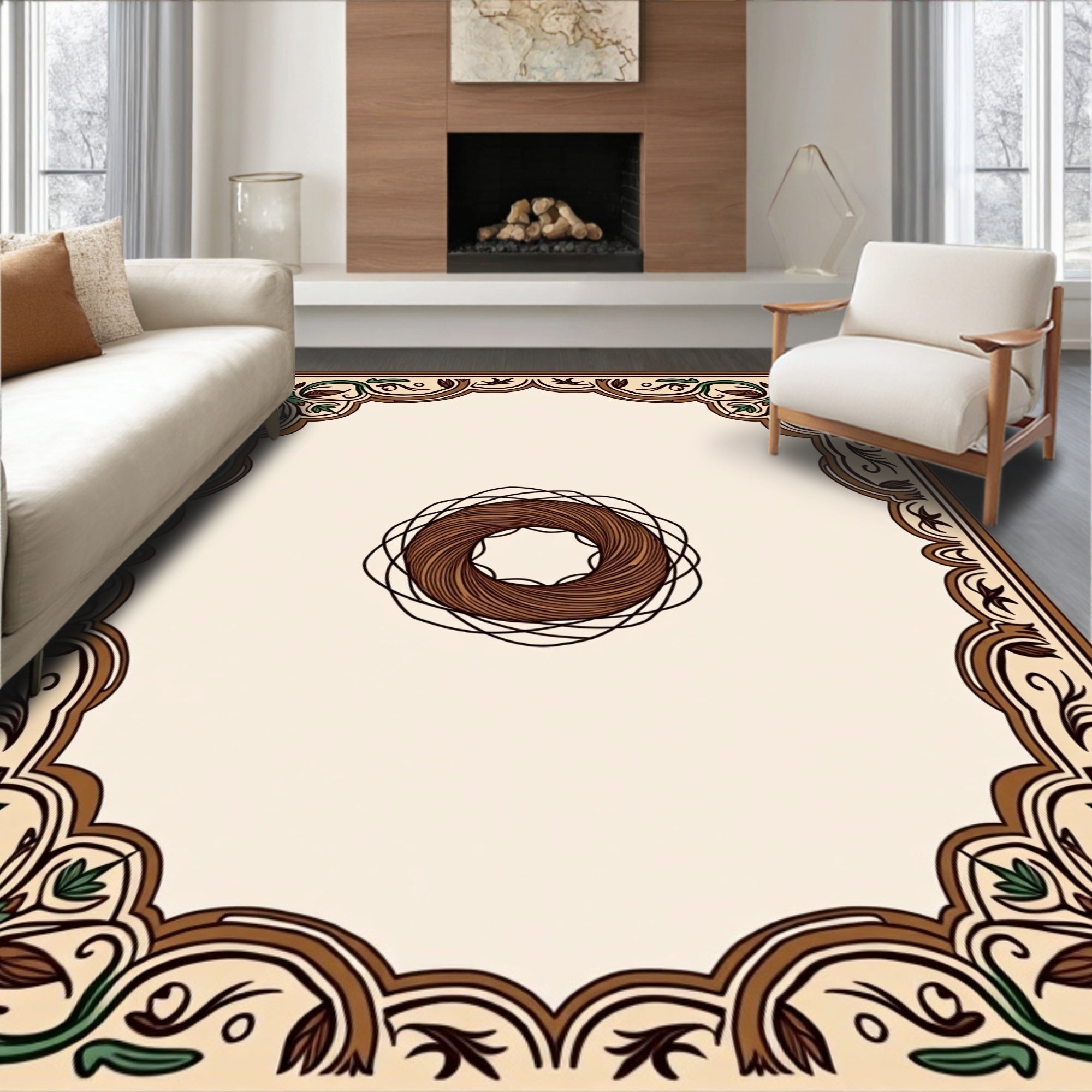 Orante Floral Scroll Design Rug