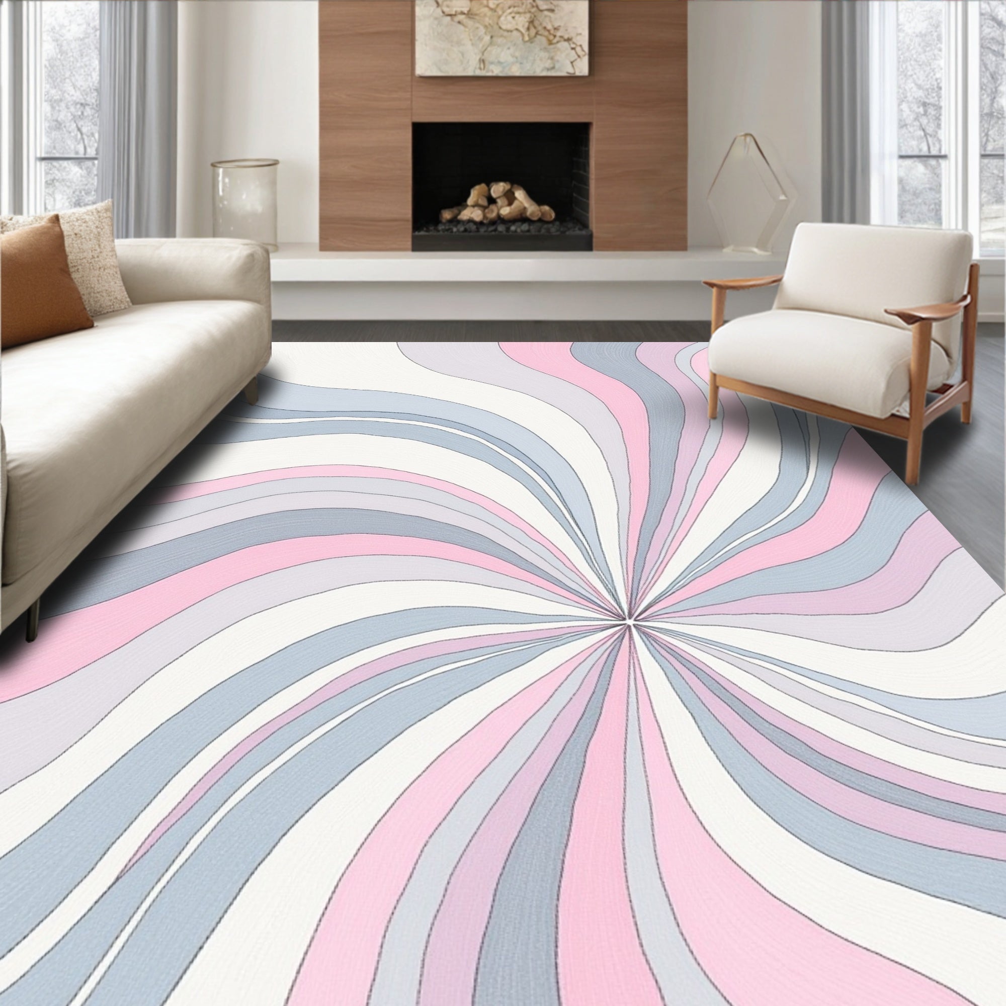 Pastel Swirl Abstract Pattern Rug