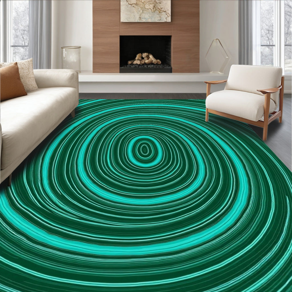 Teal Swirl Concentric Pattern Rug