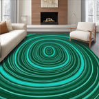 Teal Swirl Concentric Pattern Rug