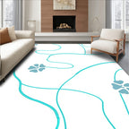 Teal Floral Vine Pattern Rug