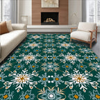 Emerald Floral Snowflake Pattern Rug