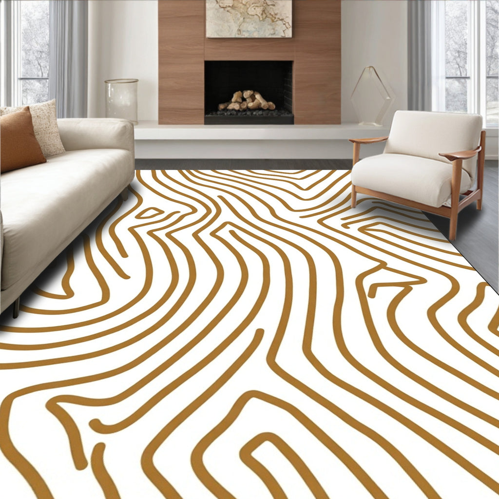 Abstract Wavy Stripe Pattern Rug