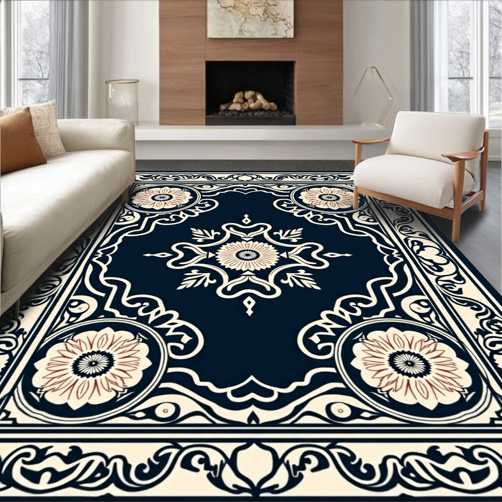 Ornate Floral Geometric Pattern Rug
