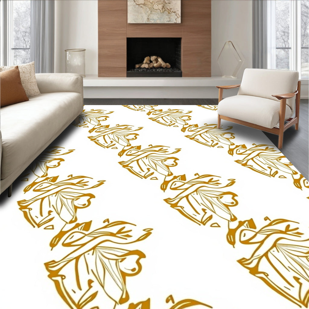 Amber Swirling Leaves Pattern Rug