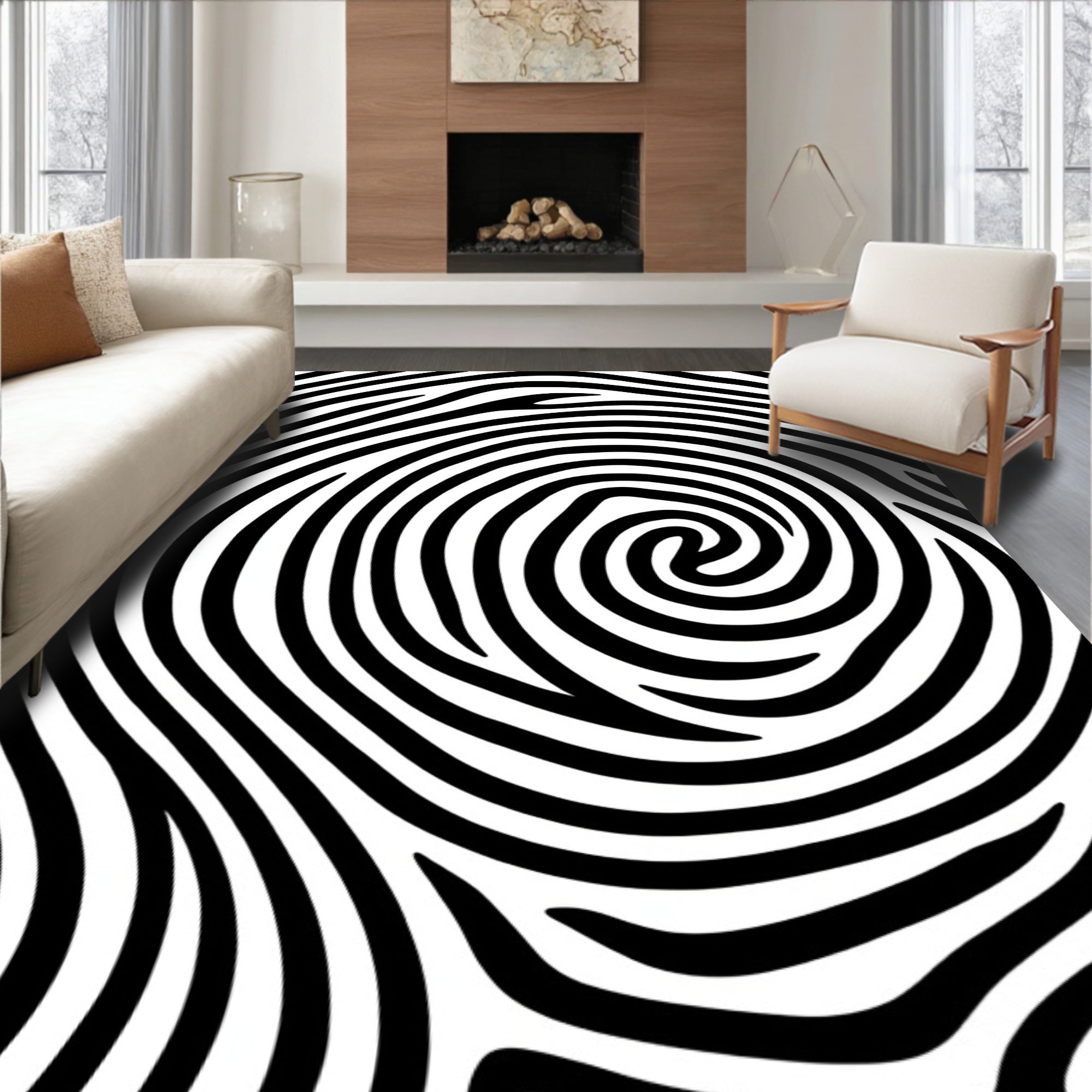 Monochromatic Swirl Pattern Design Rug