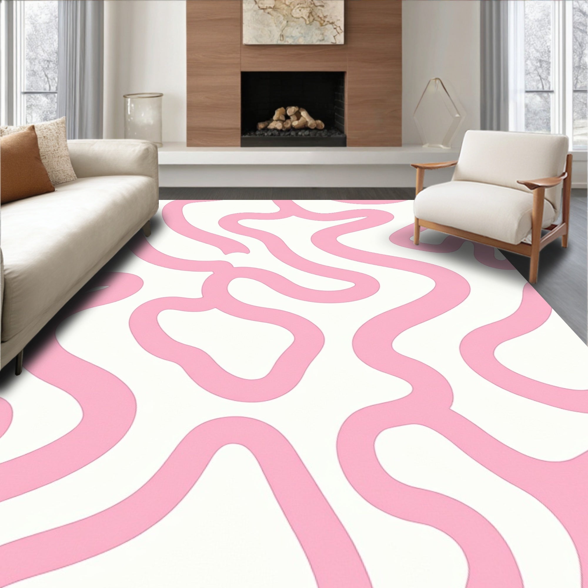 Pink Swirl Pattern Rug