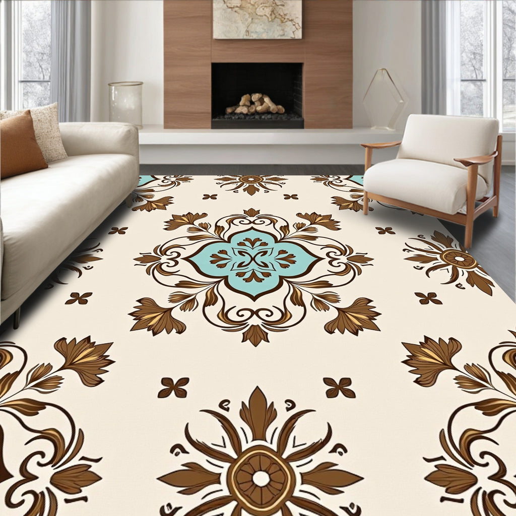 Ornate Floral Medallion Pattern Rug