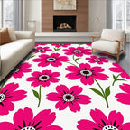 Bold Daisy Patterned Pink Rug