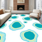 Abstract Organic Teal Blue Pattern Rug