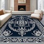 Elegant White Floral Damask Rug