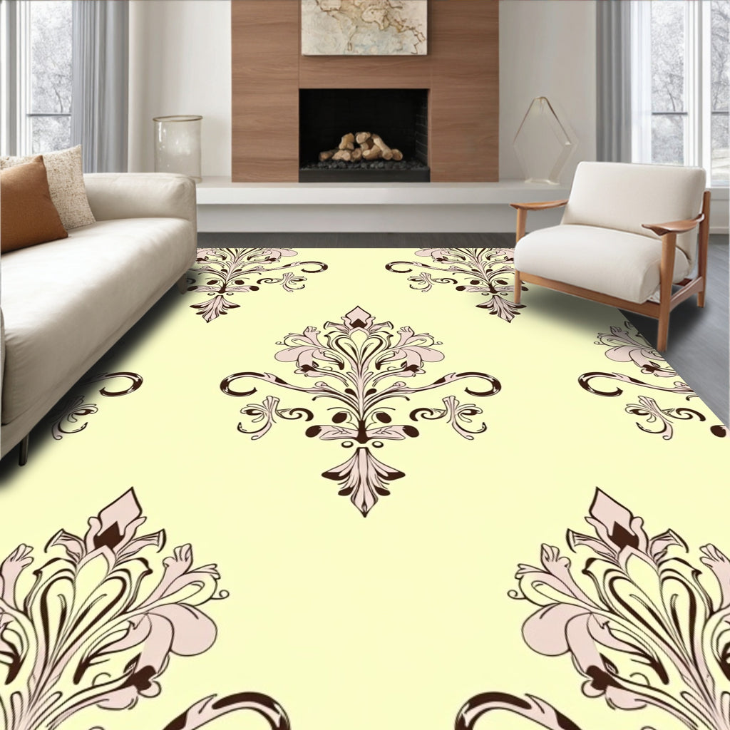 Vintage Floral Damask Patterned Rug