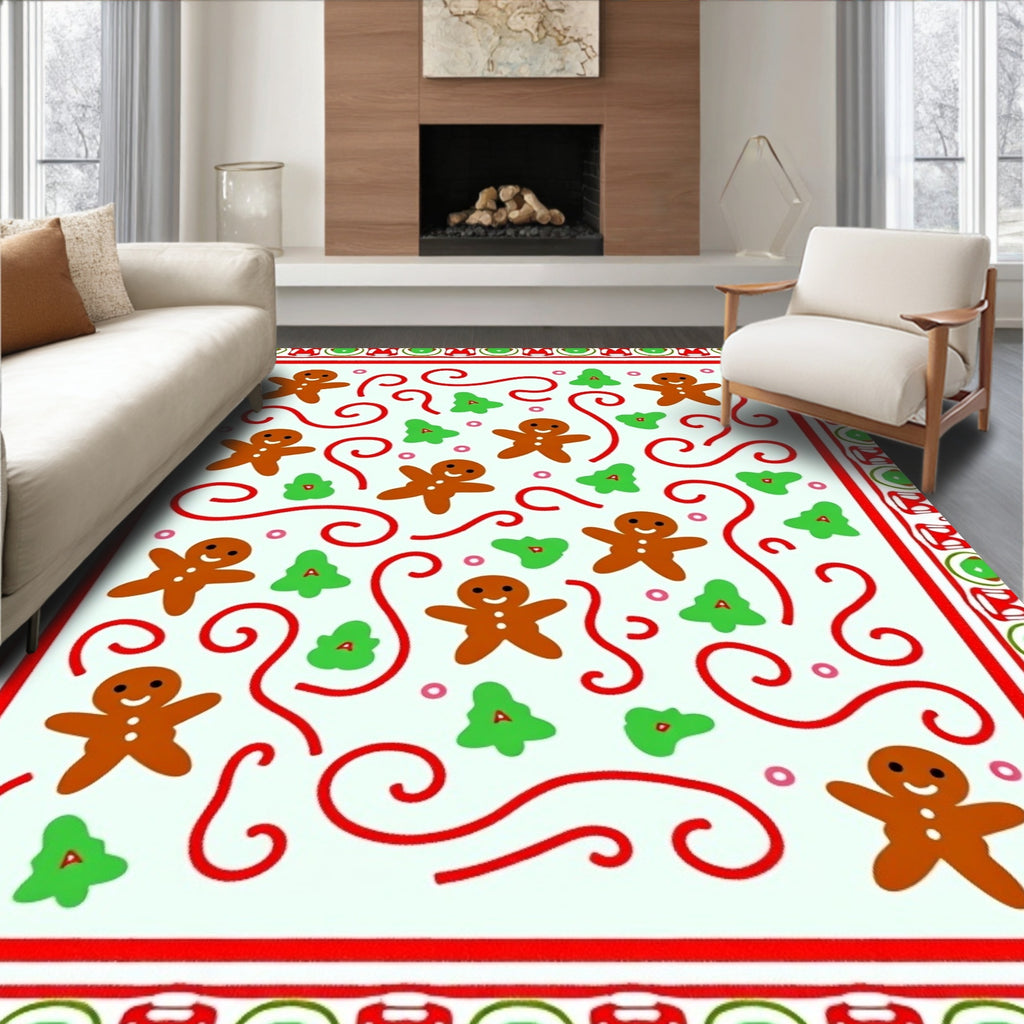 Cute Gingerbread Man Pattern Rug