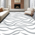 Soft Gray Wavy Abstract Pattern Rug