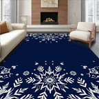 Dark Blue Snowflake Border Rug