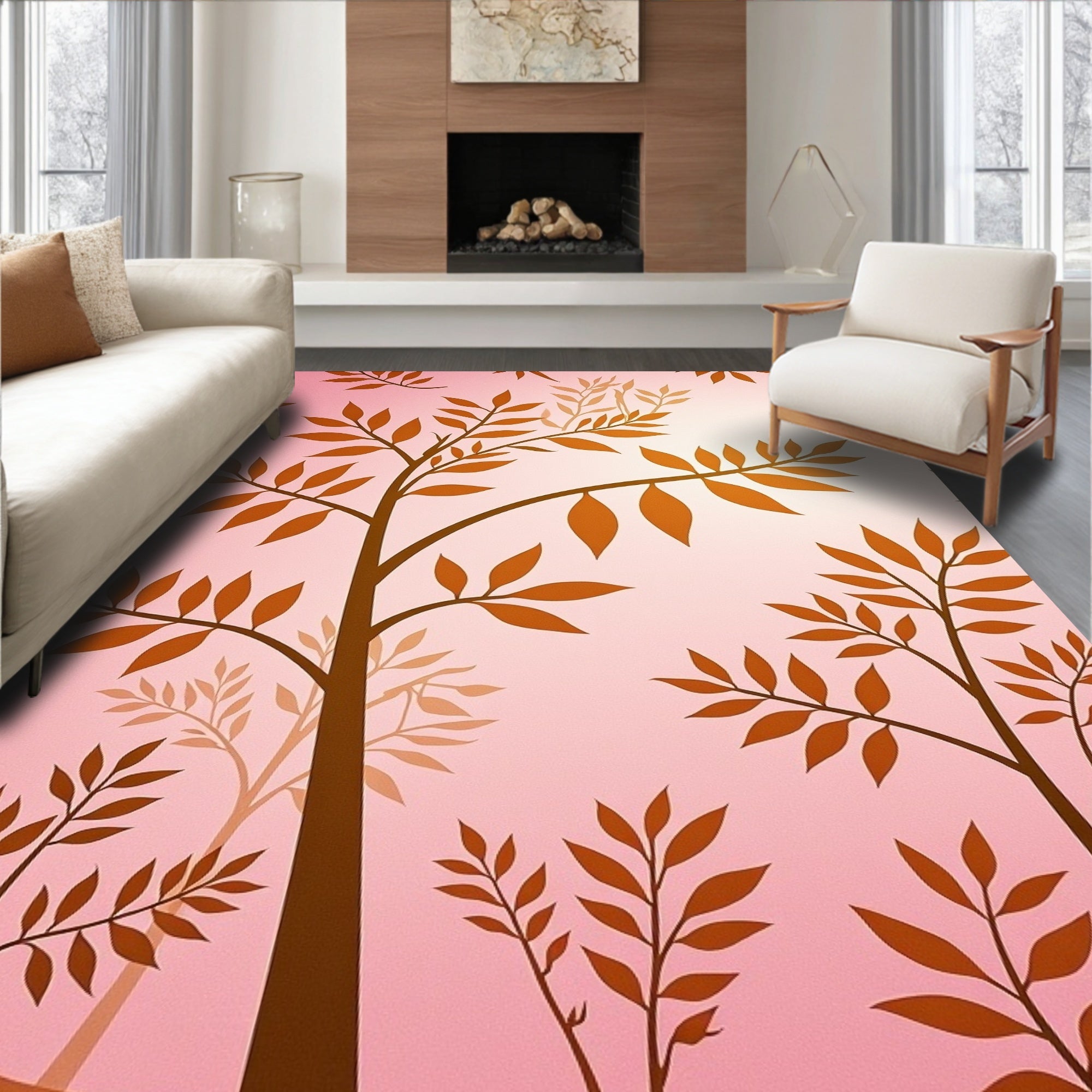 Autumn Branches In Pink Hues Rug
