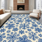 Deep Blue Snowflake Winter Sky Rug