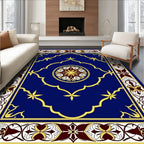 Royal Blue Gold Ornamental Medallion Rug