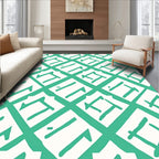 Modern Teal Geometric Diamond Rug