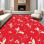 Red Floral Vine Cream Pattern Rug