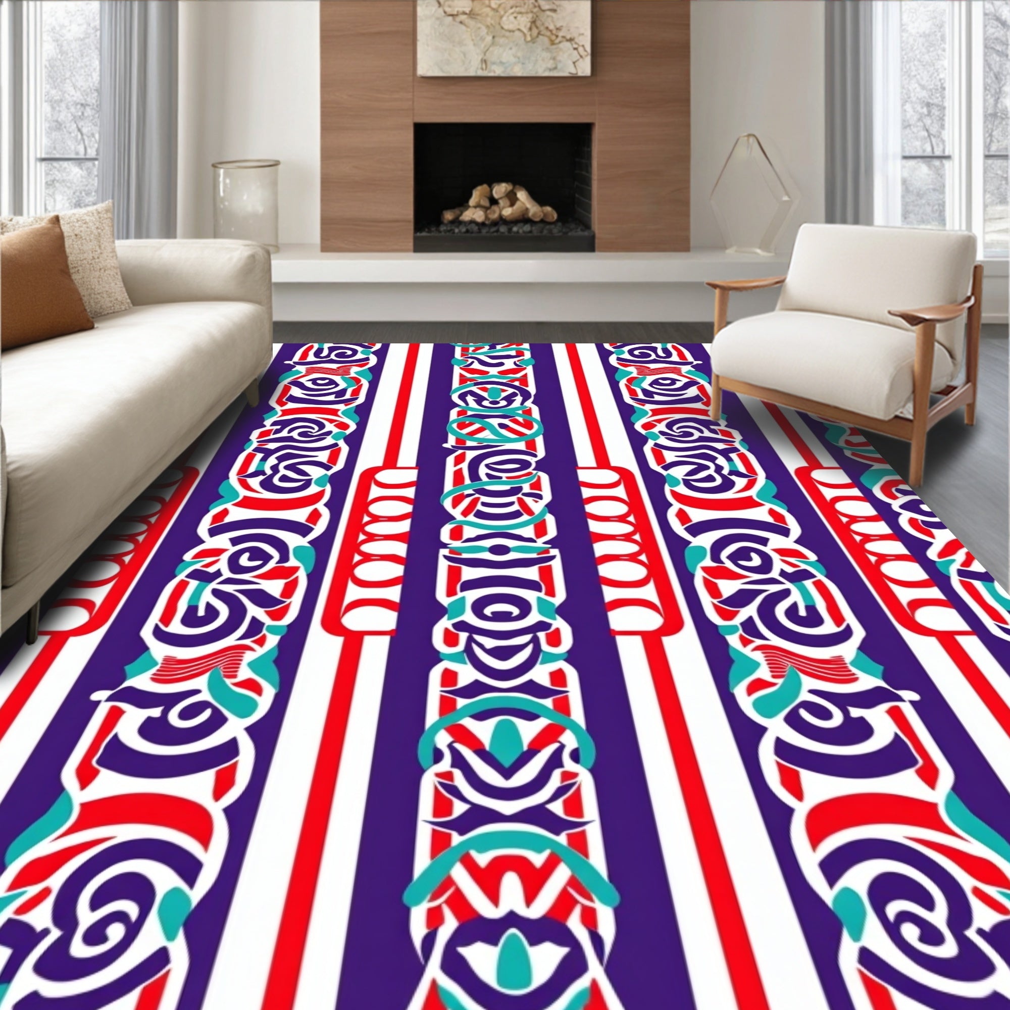 Bold Vertical Abstract Pattern Rug
