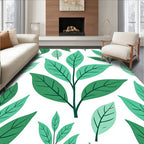 Nature Inspired Green Leaf Pattern Rug