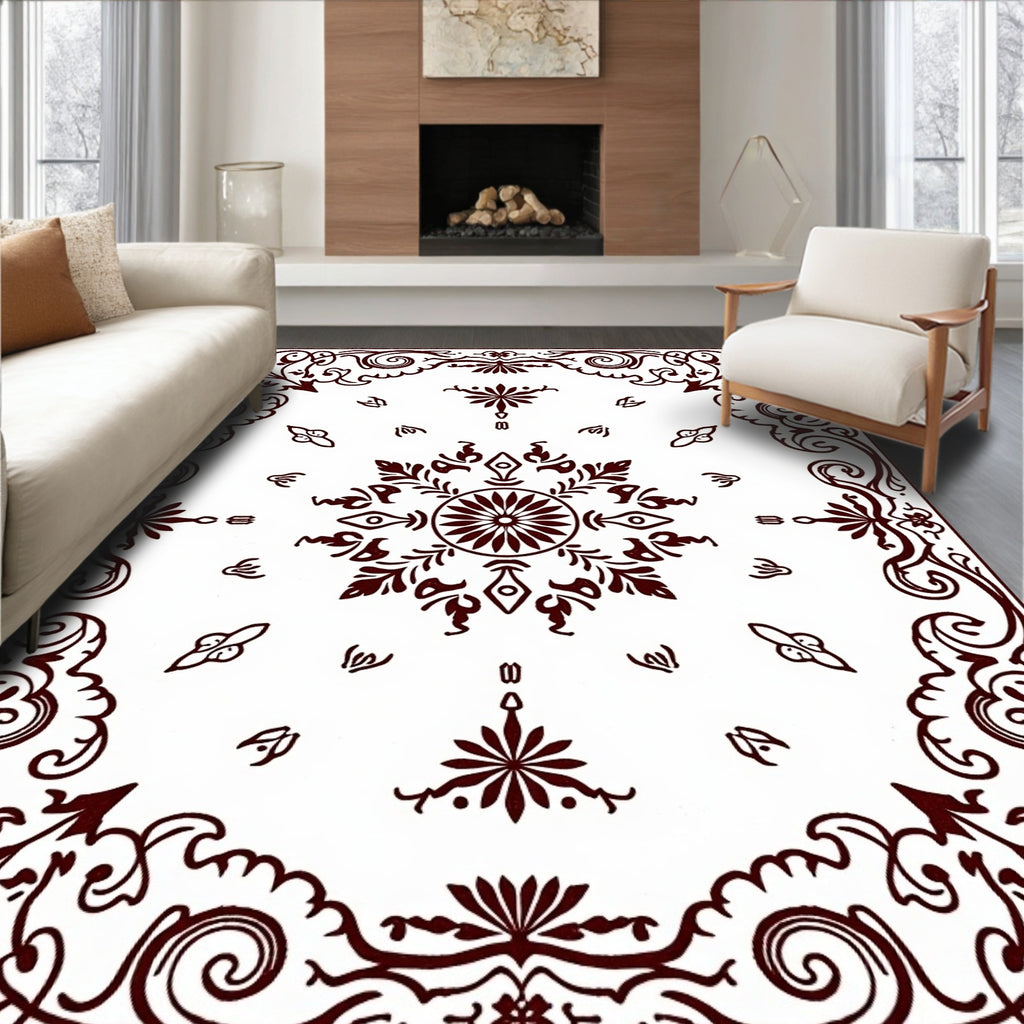 Ornate Floral Mandala Pattern Area Rug
