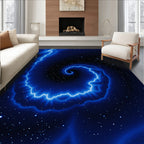 Cosmic Lightning Swirl Abstract Rug