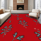 Red Berry Branch Pattern Design Rug