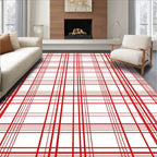 Classic Red Tartan Grid Pattern Rug