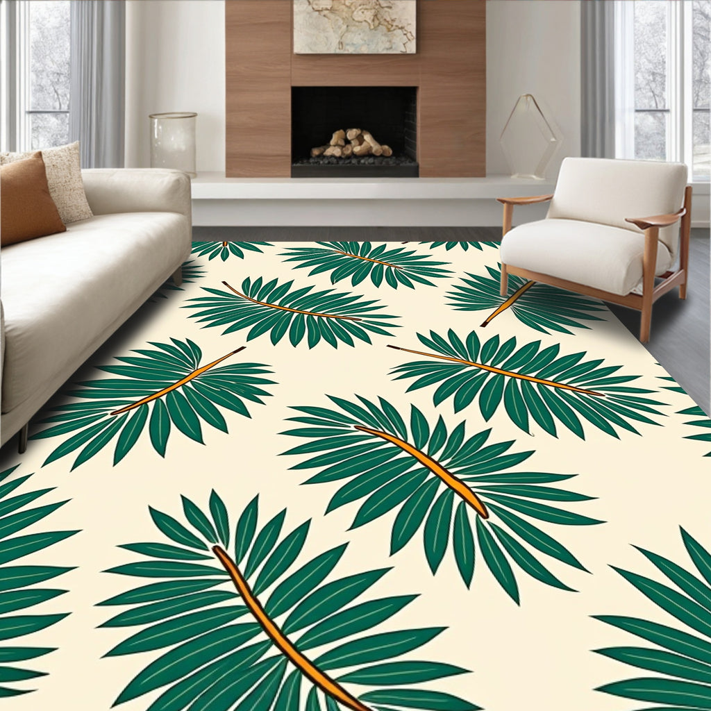 Green Tropical Palm Leaf Radiance Rug
