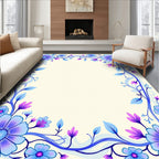 Floral Vine Blue Purple Pattern Rug
