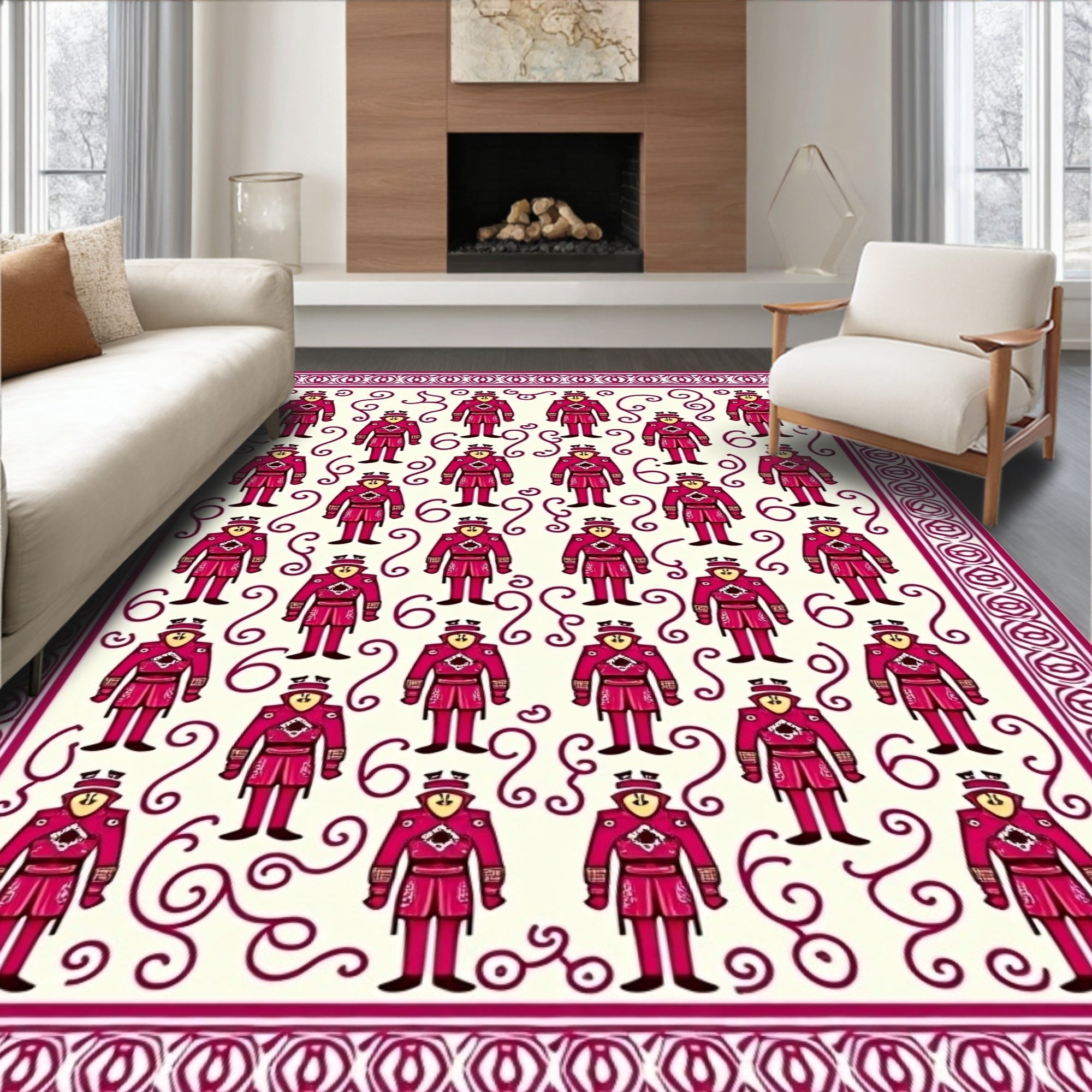 Red Guard Repeating Pattern Rug