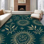Golden Sunburst Floral Pattern Rug