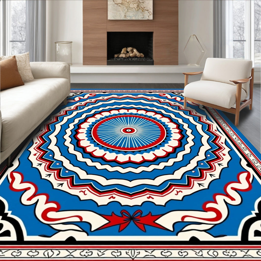Bold Abstract Radial Pattern Design Rug