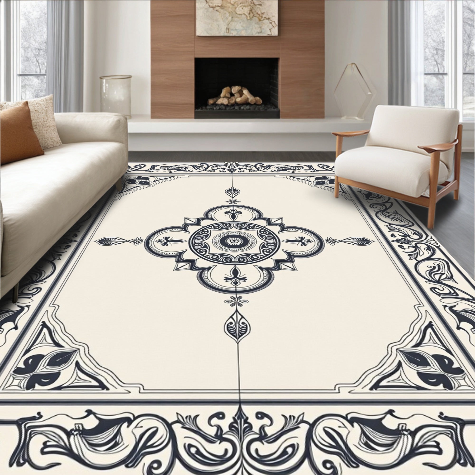 Ornate Floral Mandala Design Rug