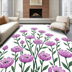 Whimsical Purple Floral Pattern Design Rug