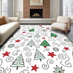 Festive Green Red Pine Swirls Rug