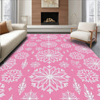 Pink Snowflake Mandala Design Rug