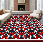 Geometric Red Blue Patterned Rug