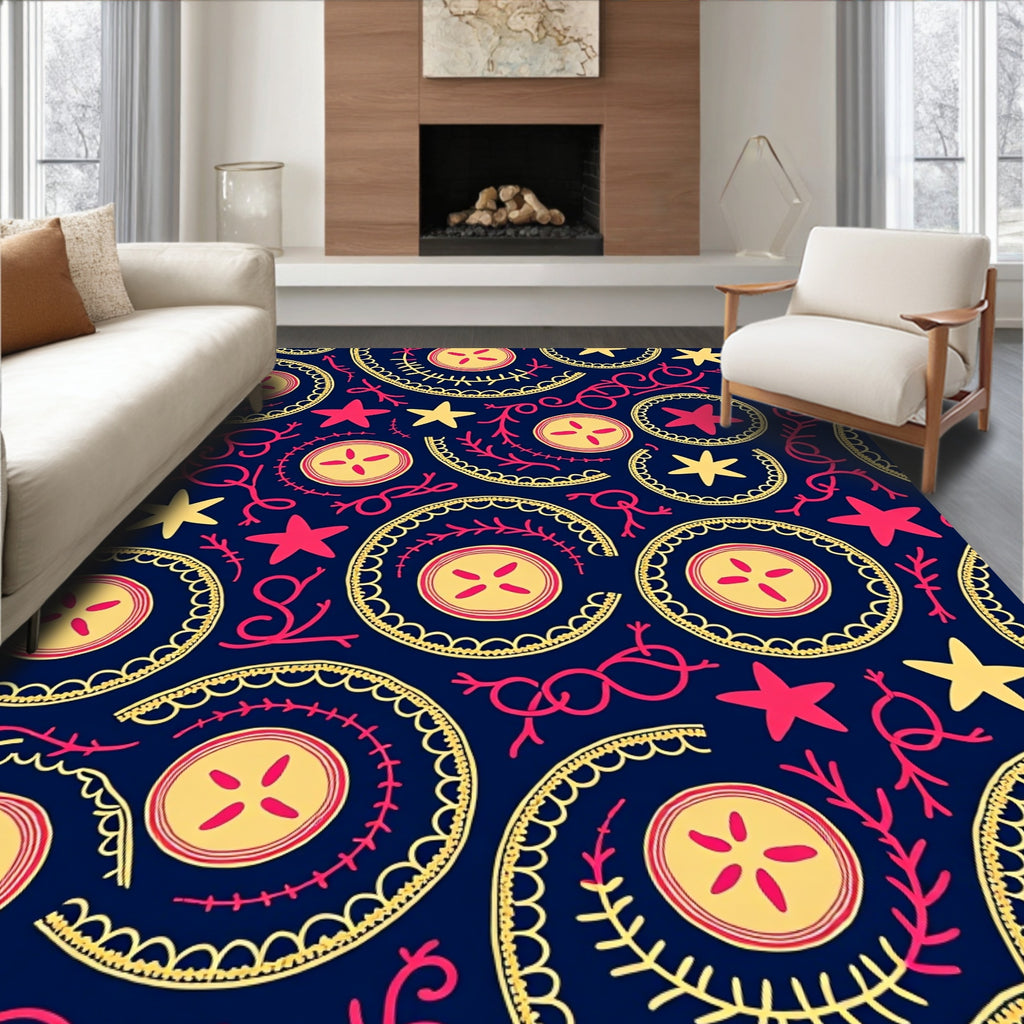 Circular Starburst Vine Pattern Rug