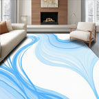 Abstract Blue Swirl Flow Rug