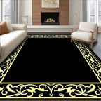Golden Baroque Scroll Border Rug