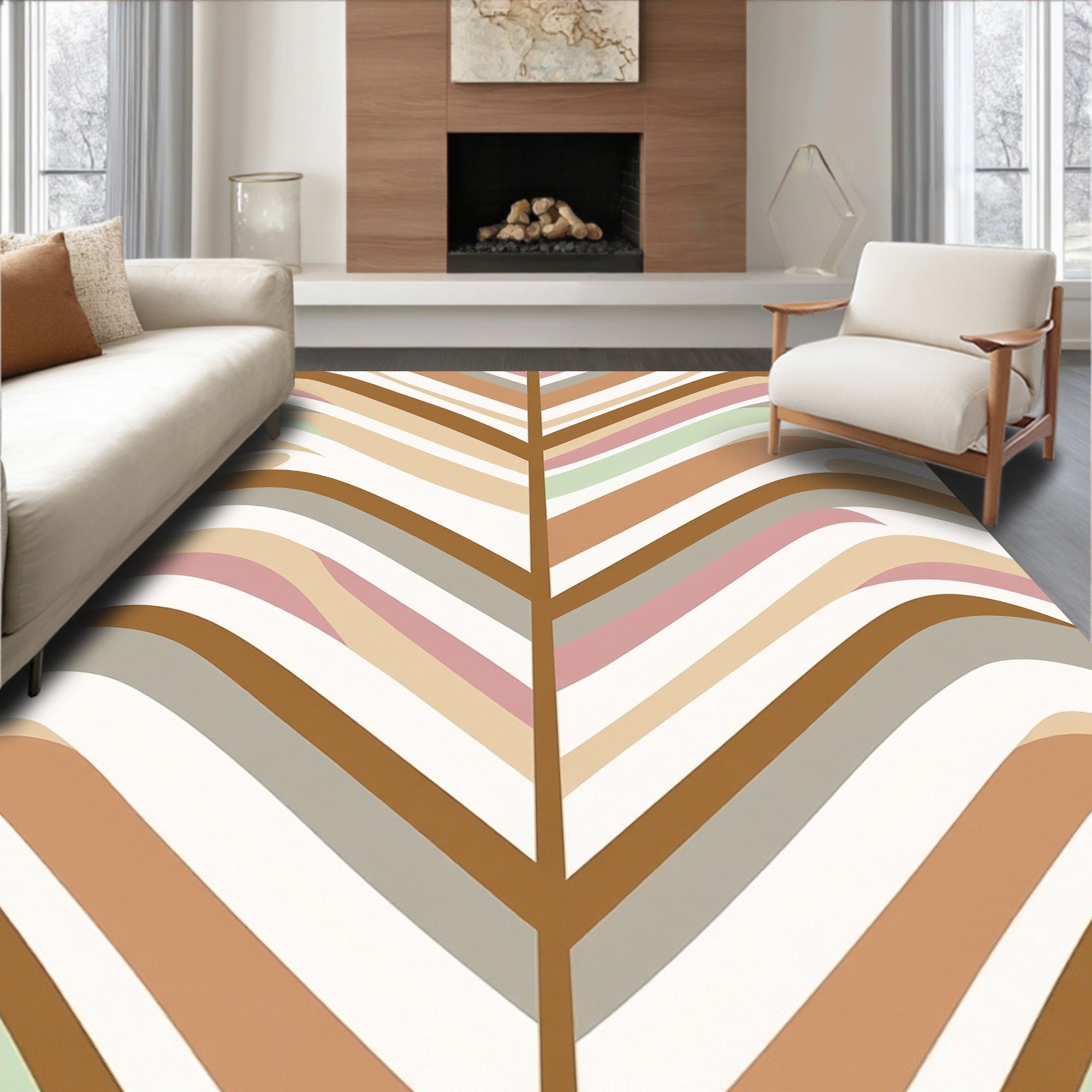 Wavy Stripe Chevron Pattern Rug