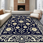 Floral Vines Ornate Border Pattern Rug
