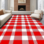 Classic Red White Gingham Plaid Rug