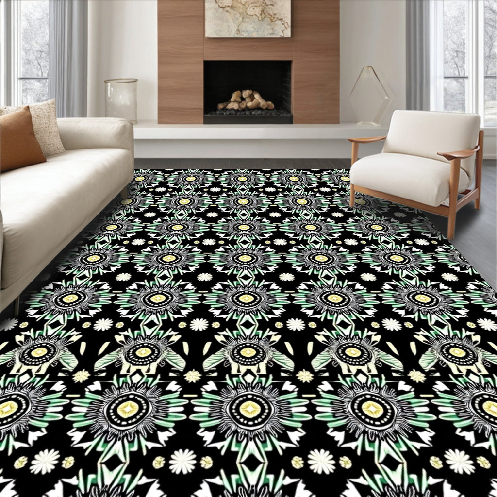 Intricate Floral Abstract Pattern Design Rug