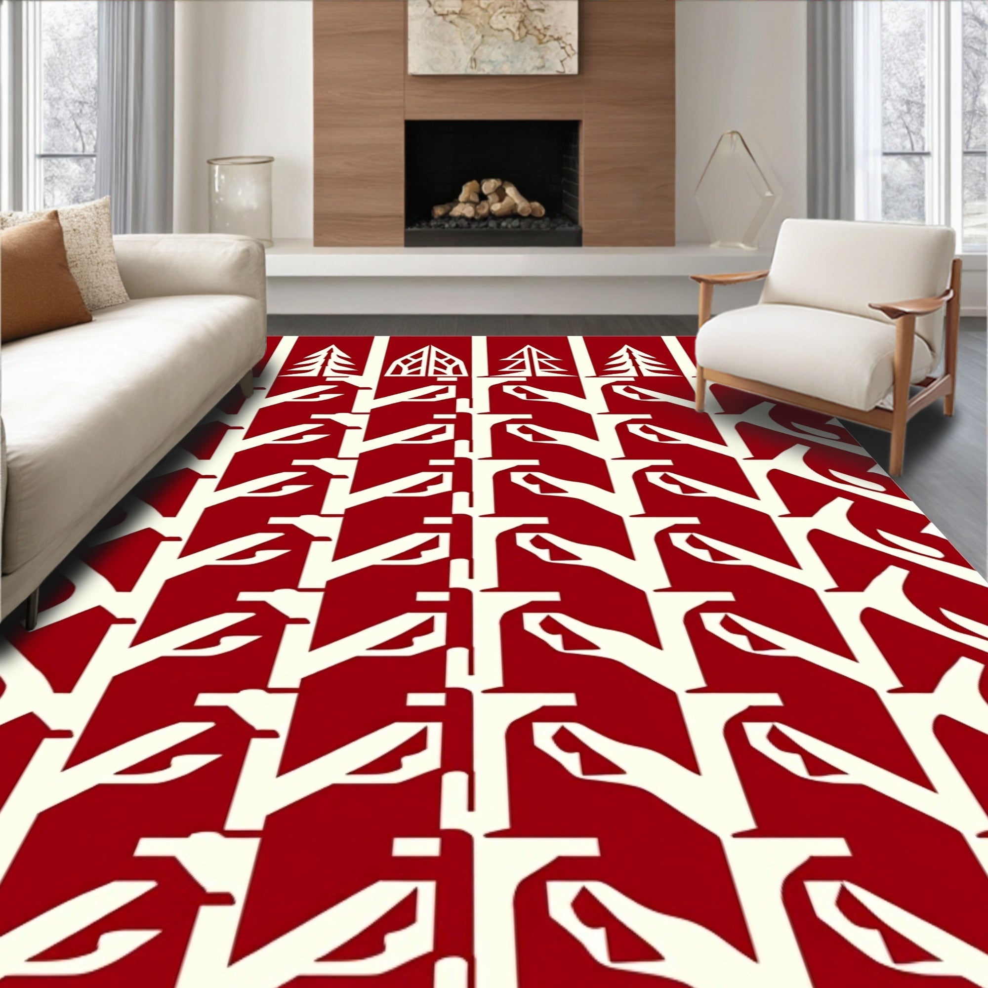 Abstract Tree And Branch Pattern Rug